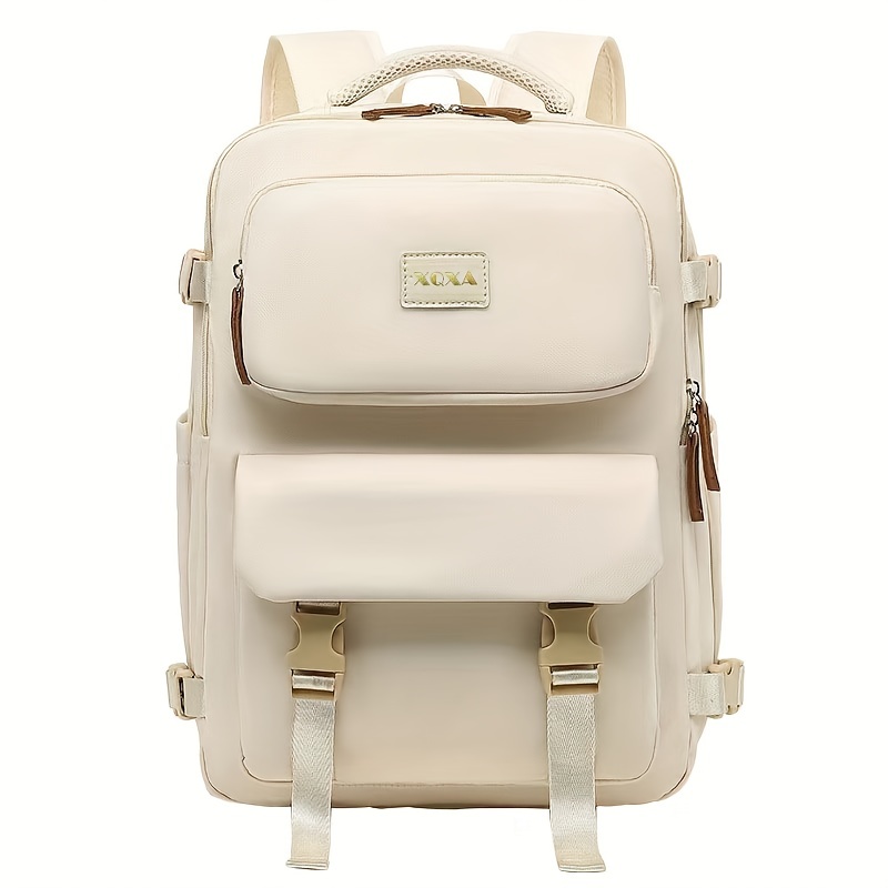 Simple Casual Canvas Backpack School Bag With Cute Badges Duck Pendant -  Bags & Luggage - Temu