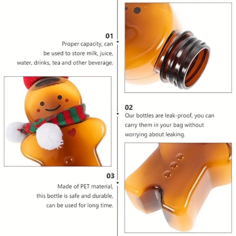 Christmas Gingerbread Man Juice Bottle Empty Portable Shaker - Temu