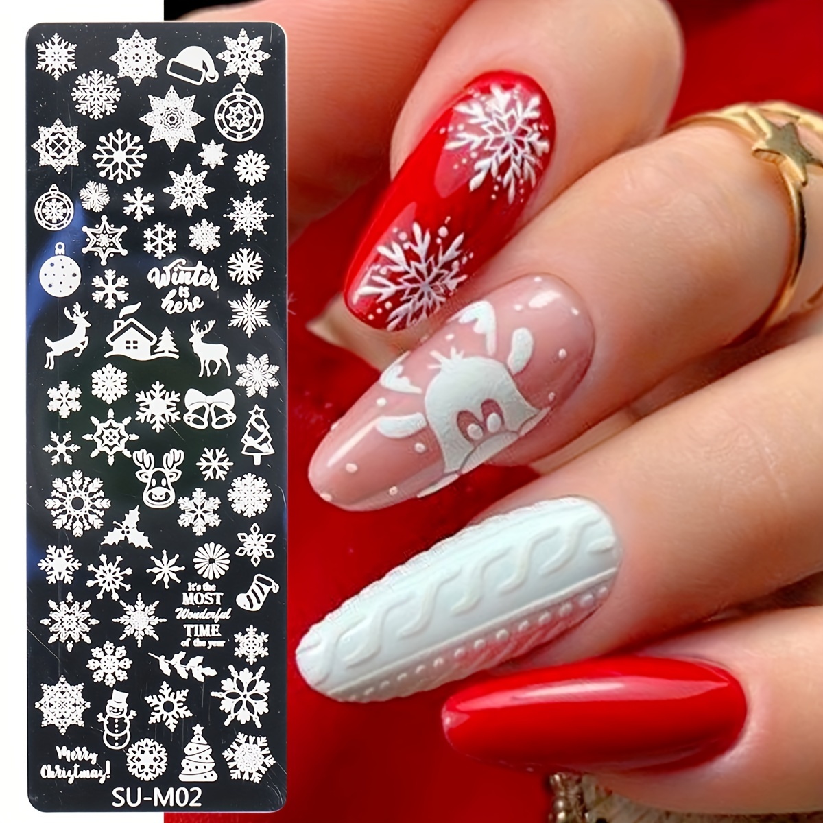 Christmas Nail Stamping Plate 6Pcs Christmas Nail Stamper Kit Snowflake  Christmas Tree Elk Snowman Design Nail Art Stencils Plates with 1 Scraper 1