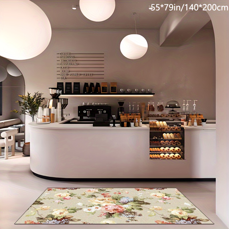 

Rose Pattern, Valentine's Day Rug, Area Rug, Upgraded Imitation Cashmere Soft Carpet, Suitable For Restaurant Hotel Commercial, Machine Washable, Non-slip Lining For Hotels/restaurants