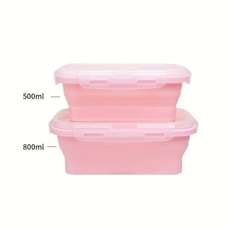 Collapsible Lunch Box Foldable Silicone Bento Box With Fork - Temu