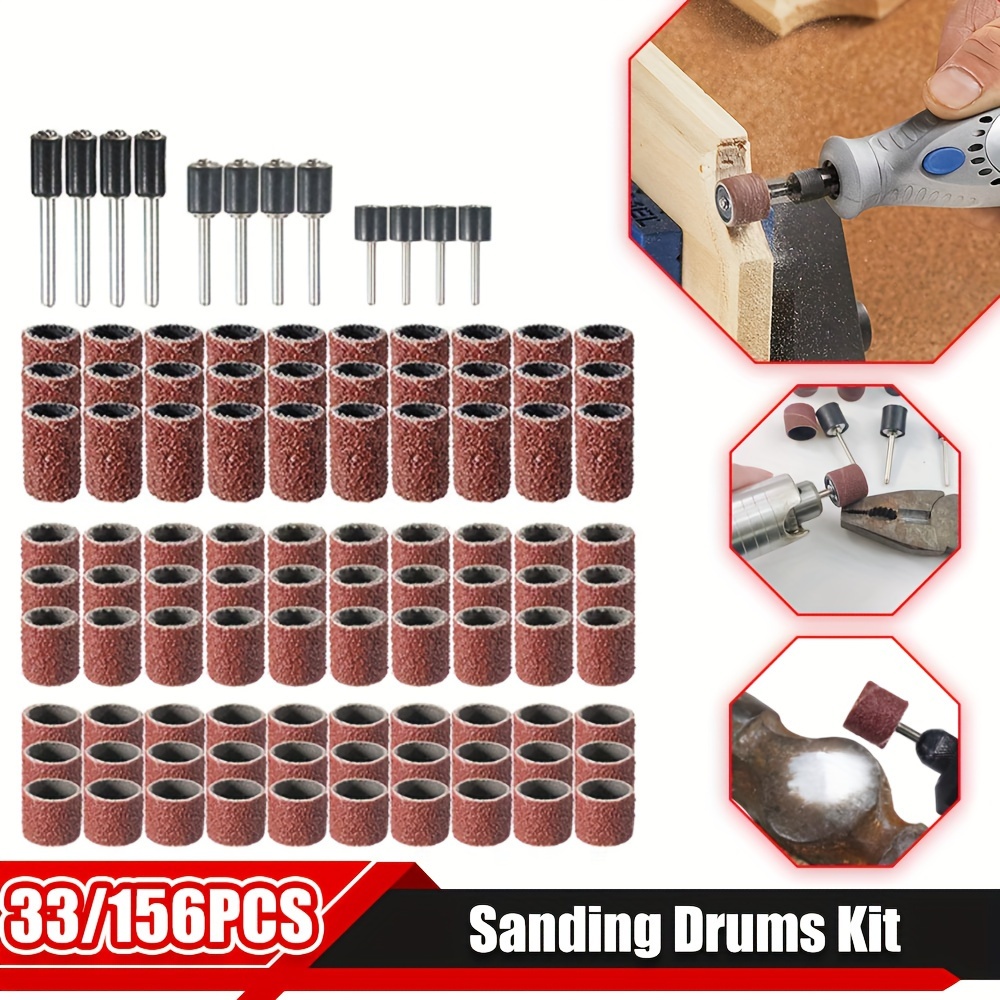63pcs Drum Sanding Band Bits Kit for Dremel Nail Drill Pedicure