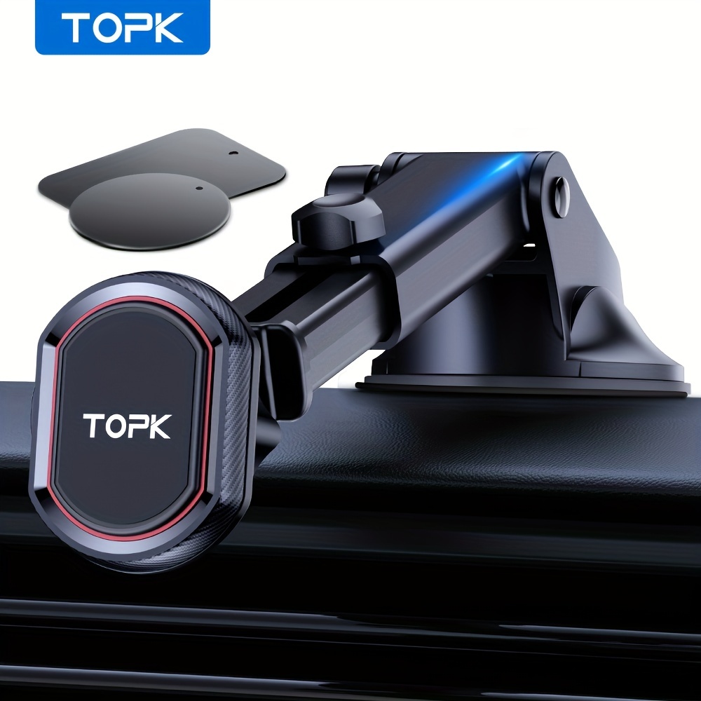 Car Phone Holder, TOPK [Military-Grade Suction & Hook ] Phone