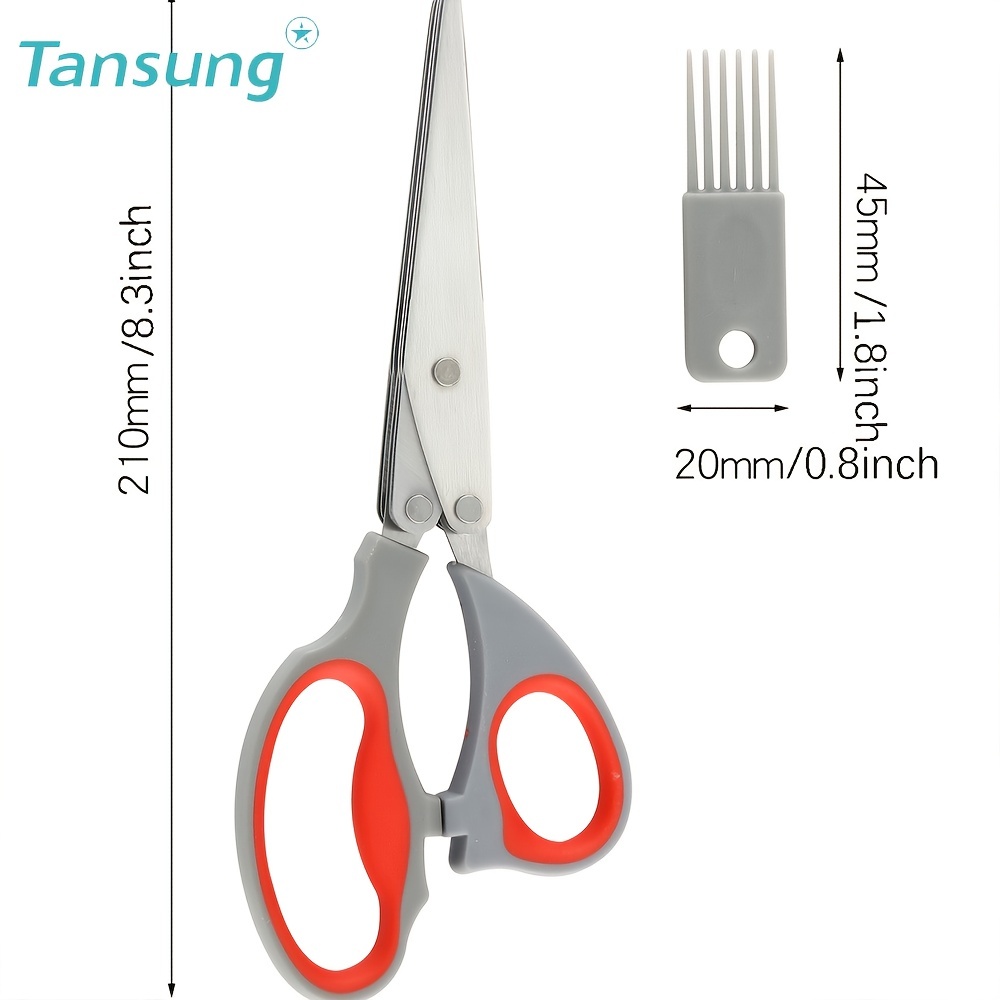 Herb Scissors Set with 5 Multi Stainless Steel Blades, Safe Cover and Cleaning Comb, Multipurpose Kitchen Chopping Shear, Mincer, Sharp Dishwasher