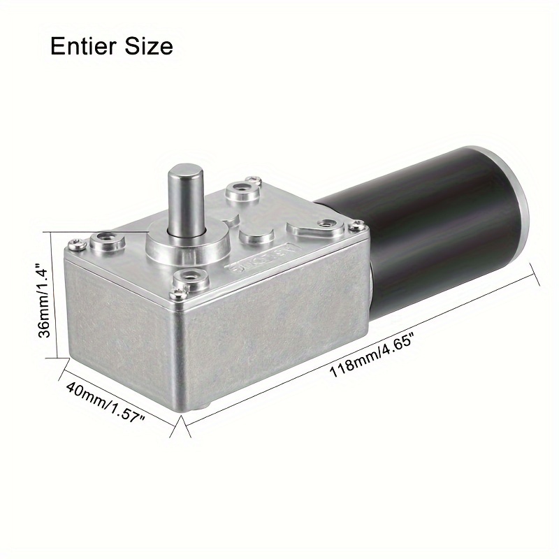  Motor eléctrico pequeño 5840-31ZY Turbo Worm Gear Motor DC  12V/24V Doble eje largo alto par de engranajes de metal Motor de engranajes  autobloqueante CW/CCW 12-470RPM (velocidad (RPM): 470 RPM, voltaje (V