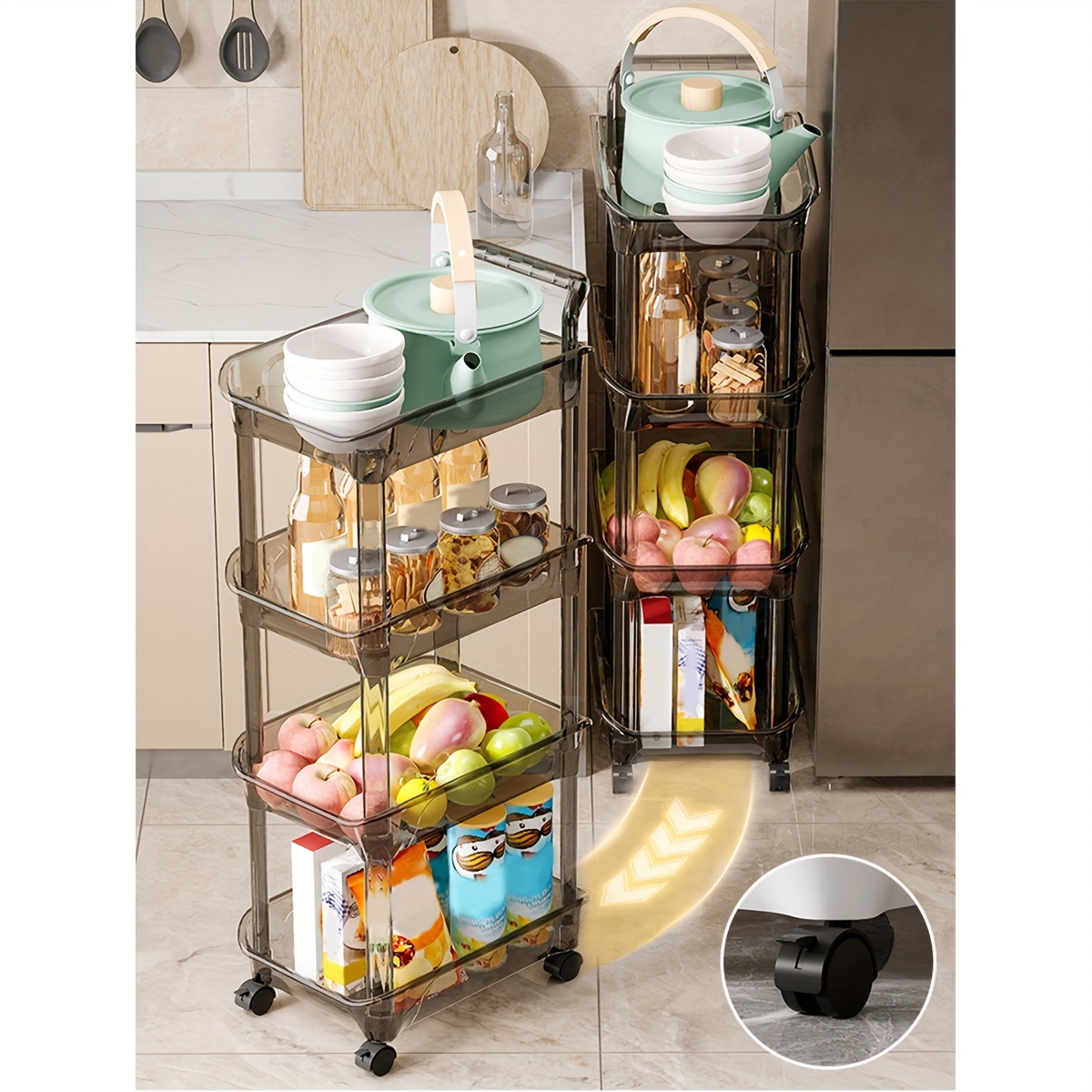 4/5 Layers Plastic Storage Rack Movable Shelf Snack Storage - Temu