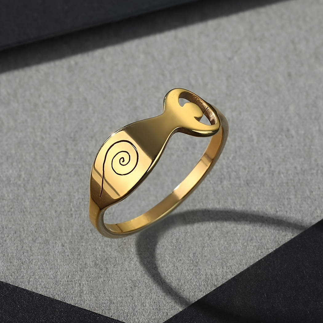 Wicca Spiral Goddess Ring Men Stainless Steel Ring