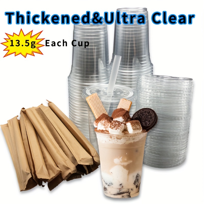 Clear Plastic Cups With Strawless Sip Lids Disposable - Temu