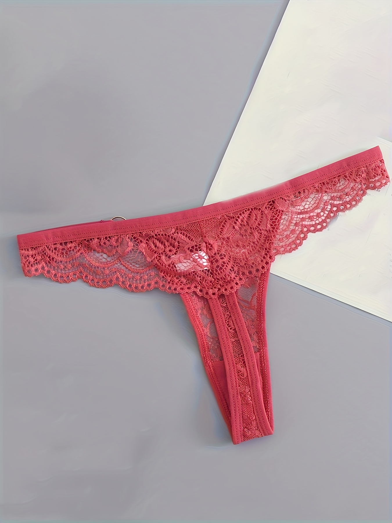 Secret Treasures Women's Lace Thong Panties, 6-Pack