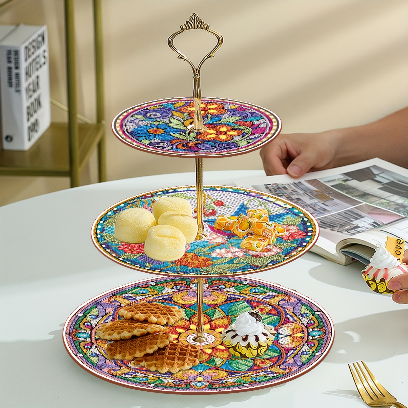 Diamond Painting Kits Dessert Snack Stand, 3-tier Cupcake Dessert