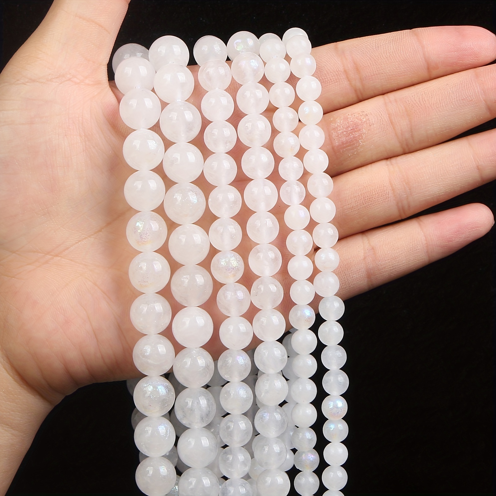

Natural Stone Beads White Moonstone Round Loose Beads For Jewelry Making Diy Bracelets Necklace Accessories Beads 6/8/10mm