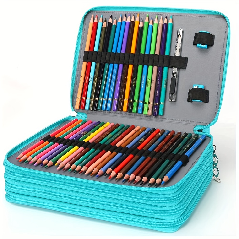 Colored Pencil Case, 200 Slots Colored Pencil Case, Multilayer Portable  Pencil Holder Pen Bag With Handle Wrap & Zipper, Large Capacity Handy Colored  Pencil Organizer For Watercolor Pens, Markers, Student Or Artist 