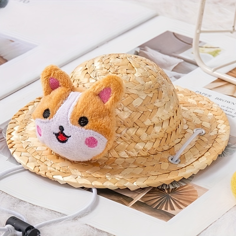 Adjustable Pet Sombrero Straw Hat For Summer Sun Protection - Temu