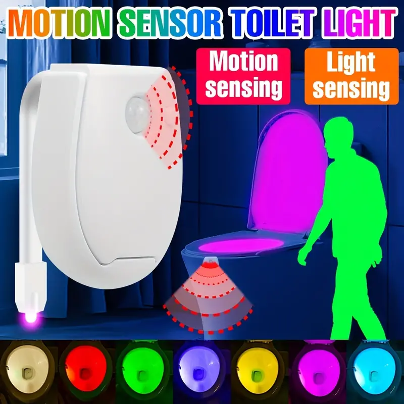 Rgb Toilet Light, Led Human Motion Sensor Pir Night Light, Ip65