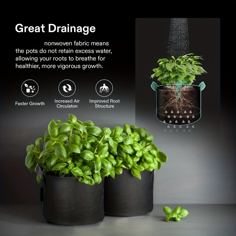 Fabric Plant Pots Grow Bags 25/30/35/40cm Gallon Gardening
