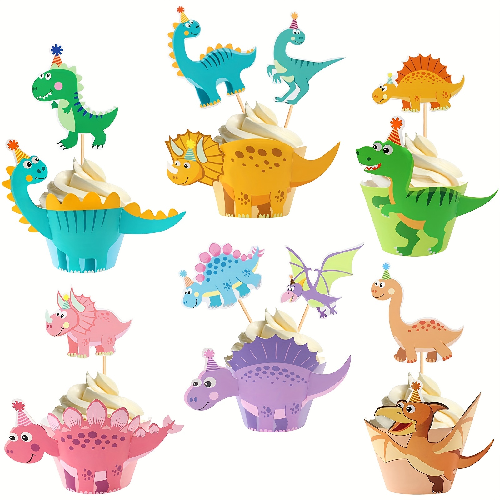 Dinosaur Birthday Cupcake Decorations Dinosaur Cupcake - Temu