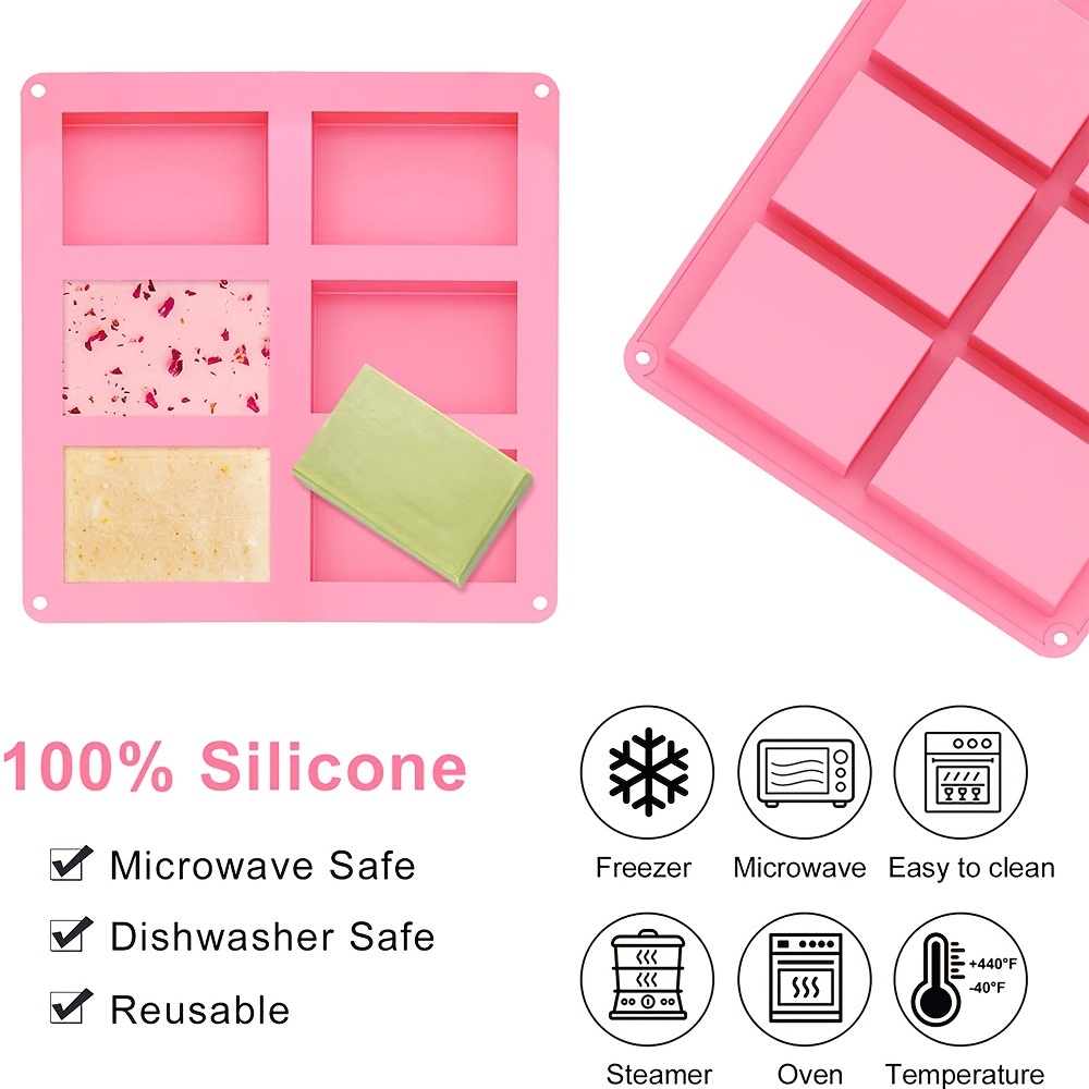 Soap Mold 6 Cavity Rectangle Silicone Molds for Handmade Soap Making  Reusable Soap 
