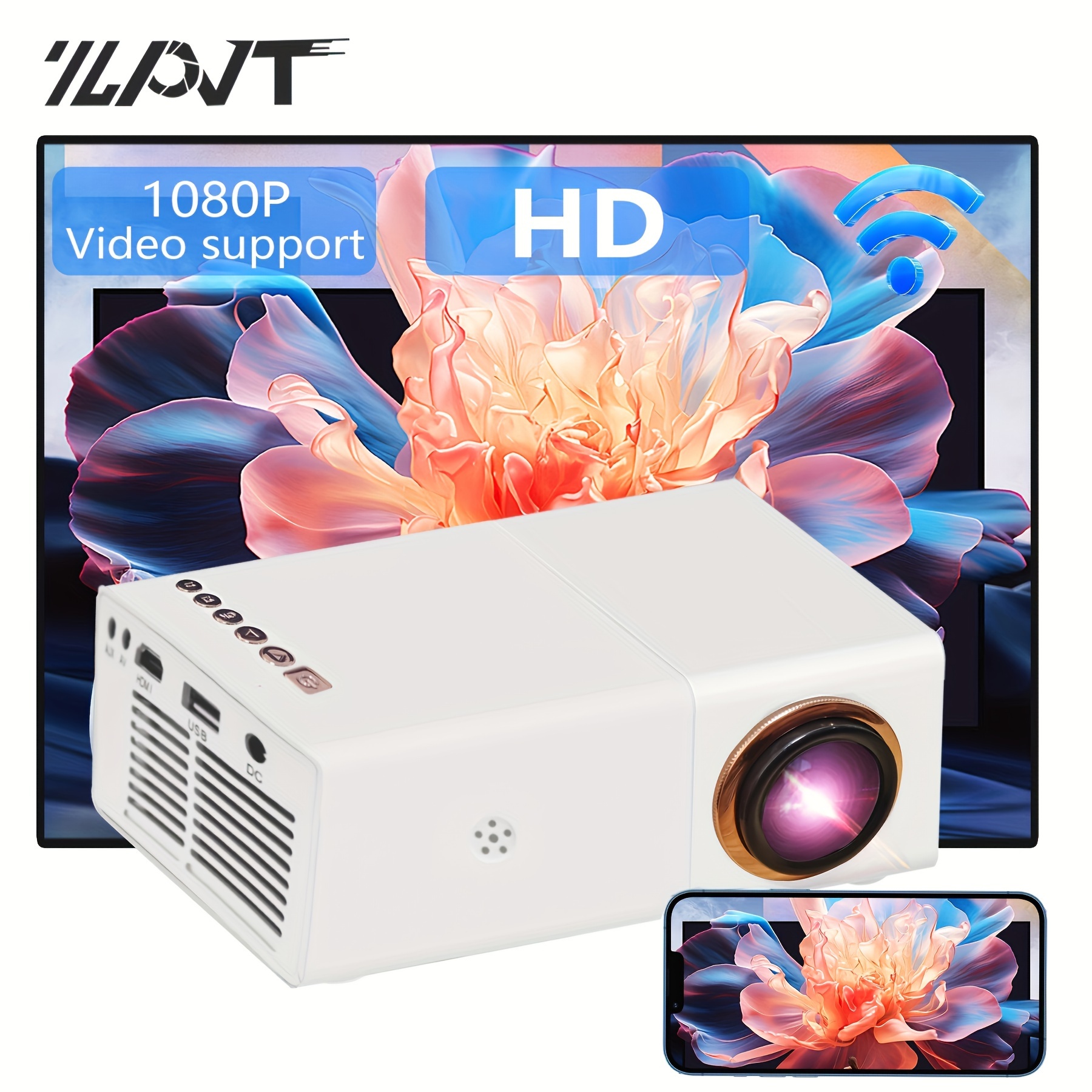 Proyector Portatil Android 1280x720P, Soporta 4K, Wifi6, 200ANSI