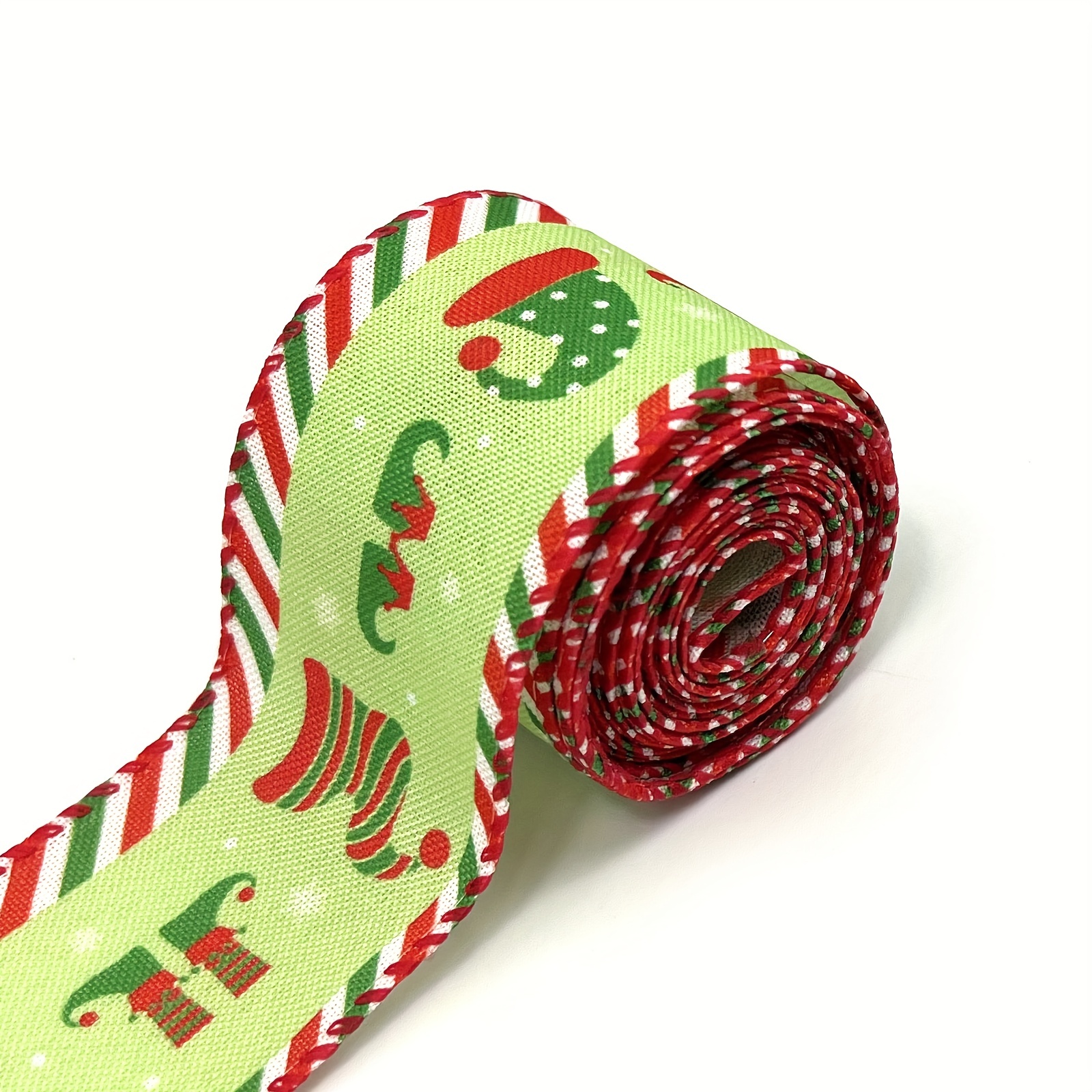 5 Yards Christmas Wired Ribbon Red And Lime Green Christmas - Temu