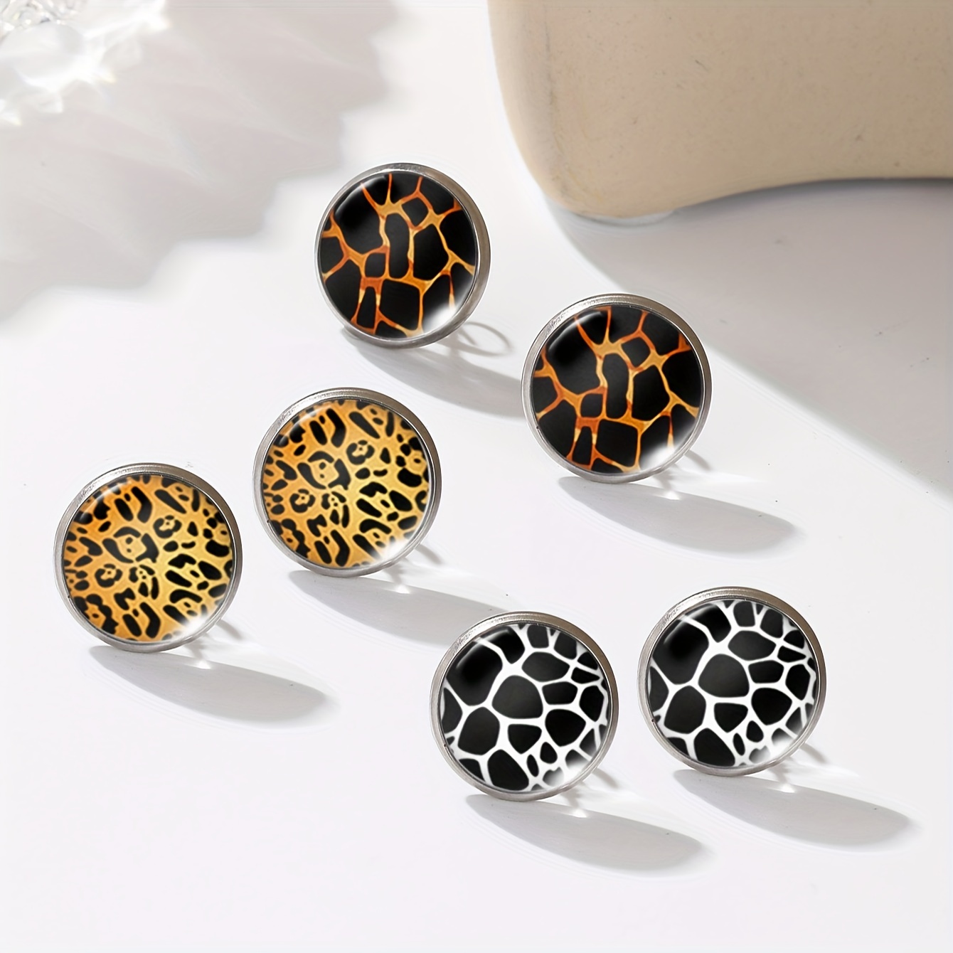 TEMU 3 Paires de Boucles D'oreilles Rondes À Imprimé Léopard Pour Hommes, Cadeau D'anniversaire