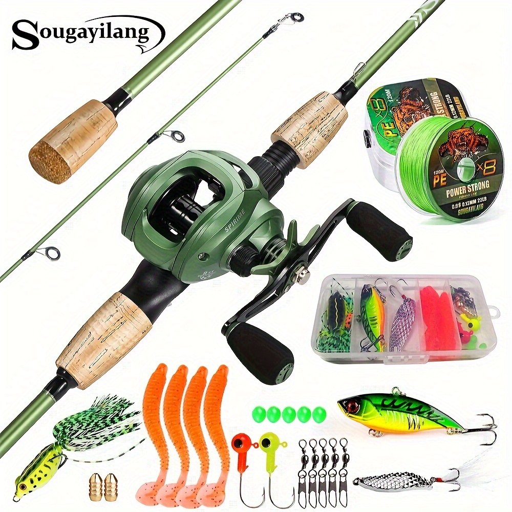 Sougayilang 2 Sections Fishing Rod Reel Combos, 1.8m/6ft Ultralight Carbon  Fishing Rod, 8.1:1 Gear Ratio Aluminum Baitcasting Reel, Fishing Tackle For