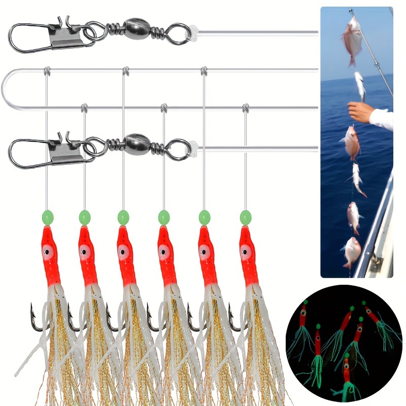 

1 Set Sea Fishing Squid String Hook, With Metal Connector And Bionic Fishing Lures, Fishing Tackle