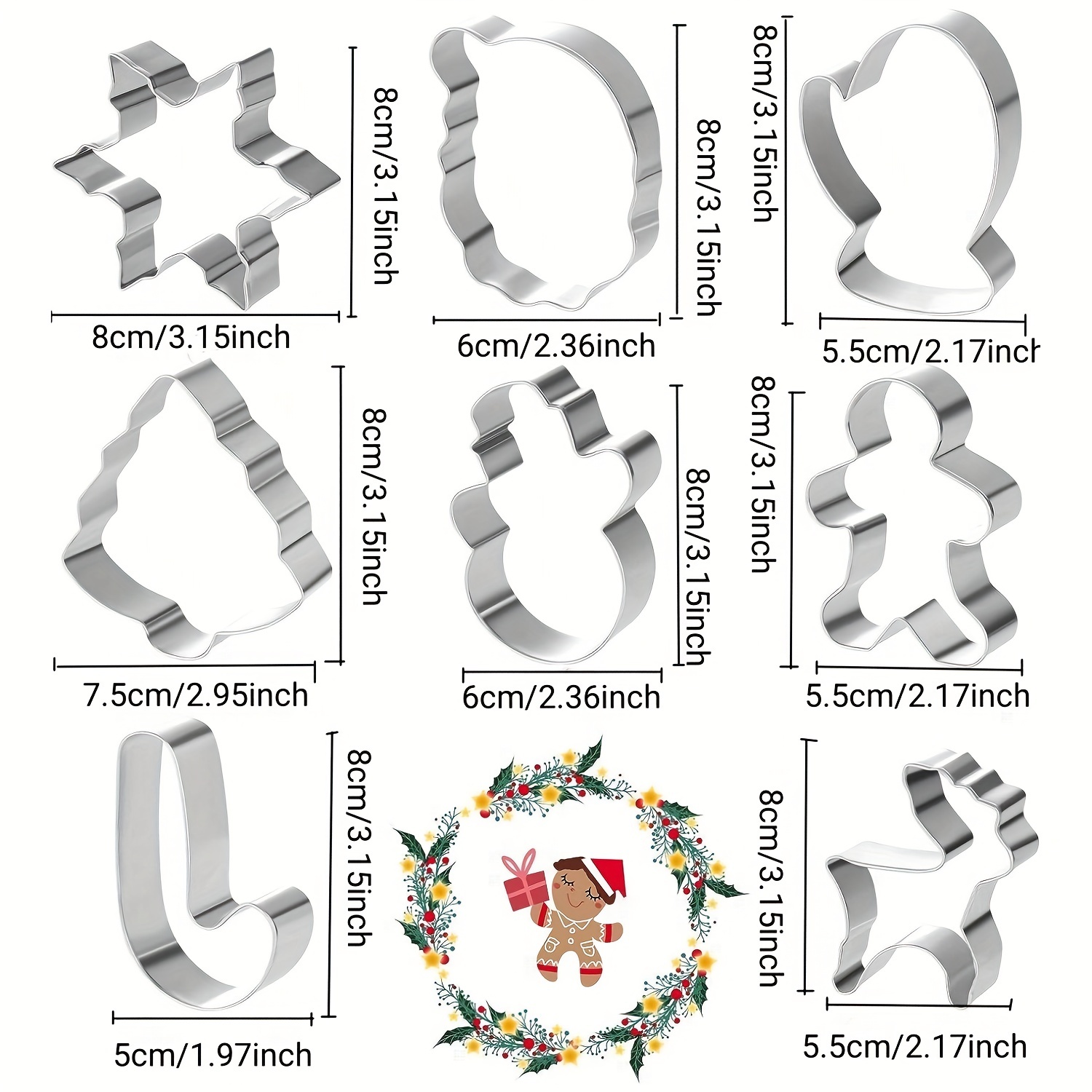 Christmas Cookie Cutter Set Snowflake Santa Claus - Temu