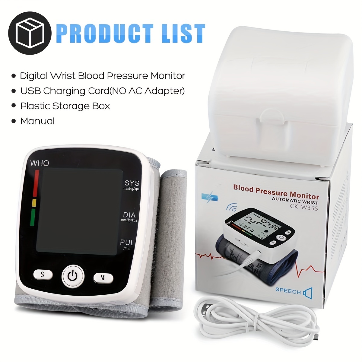 Portable Rechargeable Digital Blood Pressure Monitor With - Temu