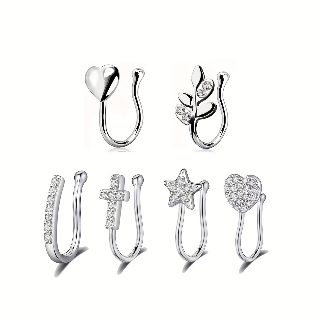 9 Pcs Fake Nose Ring Nose Cuff Non Piercing Inlaid Clip on Faux