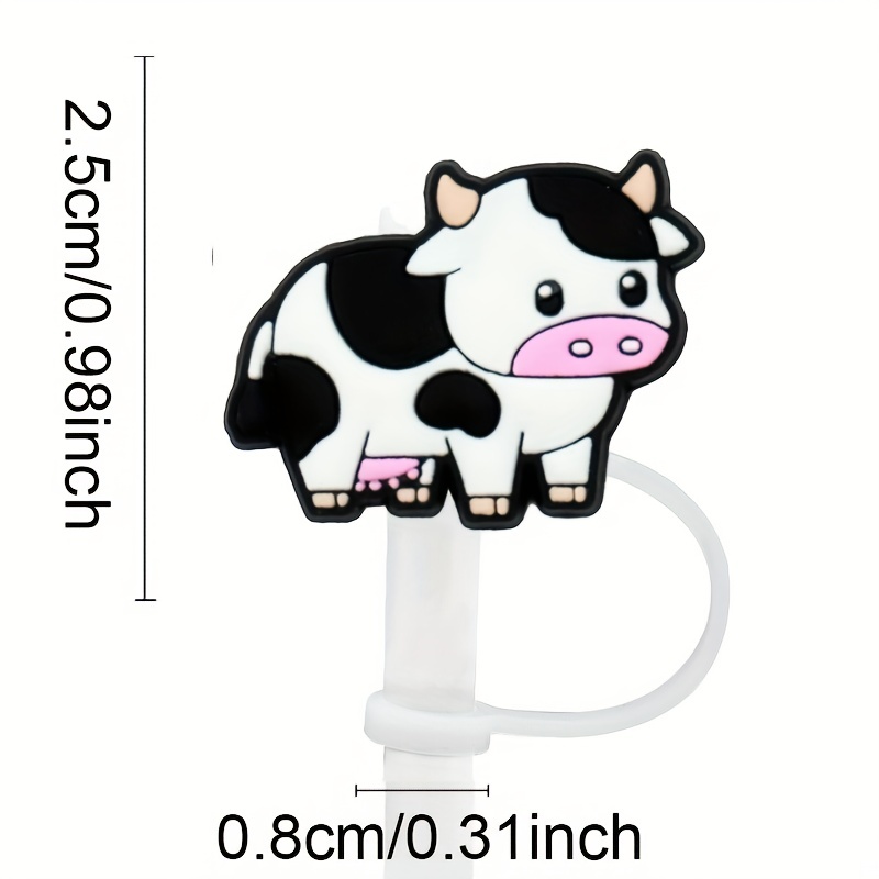 4PCS Cow Silicone Straw Topper Party Straw Tips Birthday Party Straw Cap  Cover Cartoon Cow Straw Cover Rubber Tips for Straws Cow Reusable Drinking