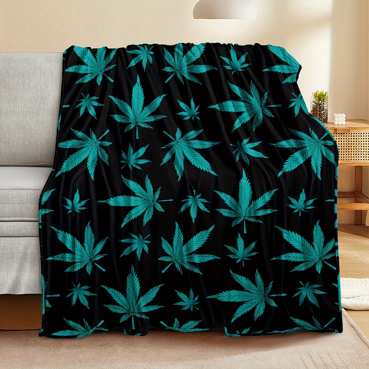 Green discount leaf throw