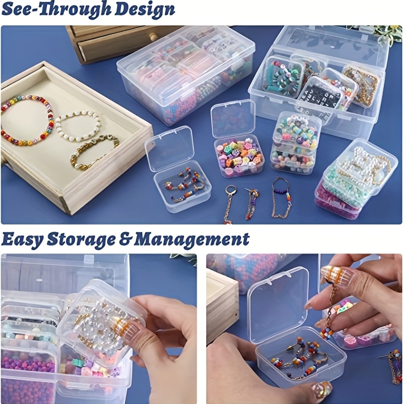 XhjzgcTech 12 Pcs Mini Clear Plastic Beads Storage Containers Box with  Hinged Lid for Jewelry Beads Crayon Accessories Craft Organizers and  Storage