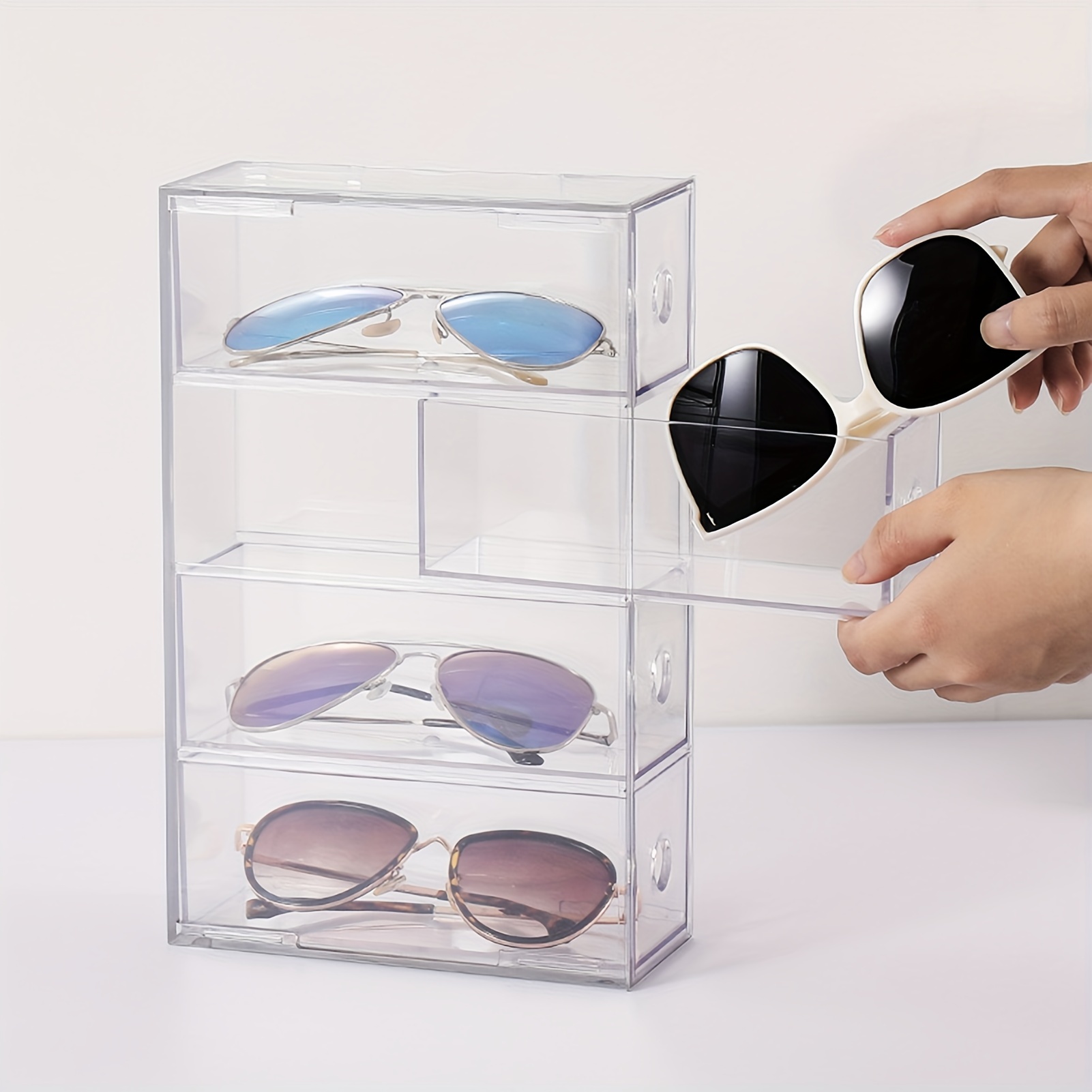 Glasses Case Sunglasses Dustproof Storage Box Watch Bracelet Container 8  Grids