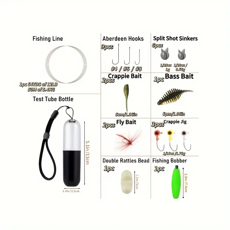 Portable Fishing Tackle Kit Line Jig Head Hook Split Shot - Temu