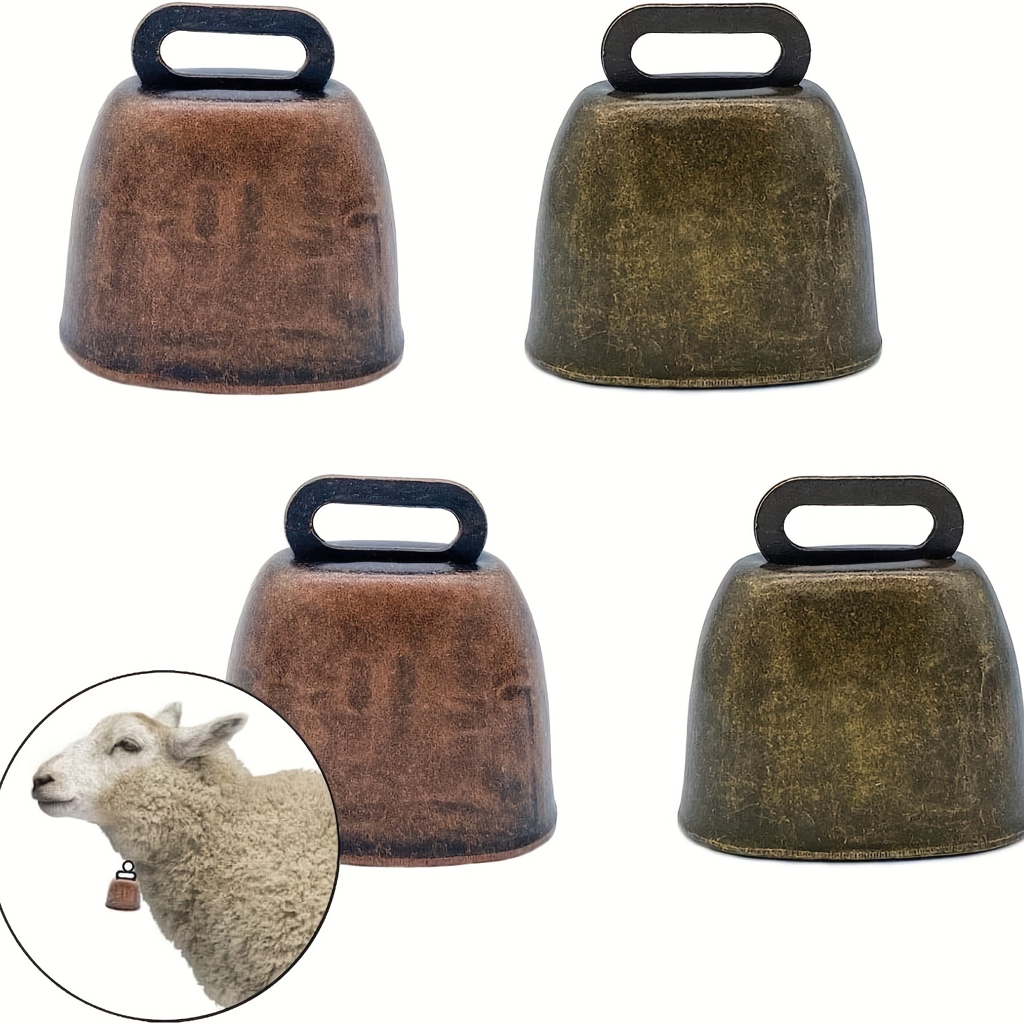 6 Pcs Metal Cow , Cowbell Retro For Horse Sheep Grazing Copper, Cow Bells  Noise Makers
