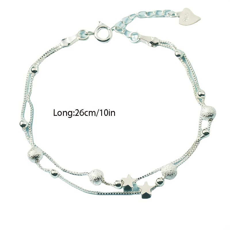 Minimalist Double Layer Chain Anklet with Mini Star Beads
