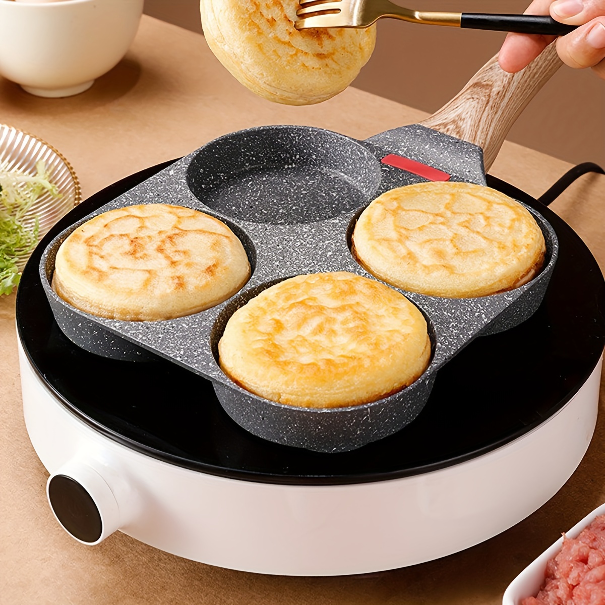 Breakfast Frying Pan, Divided Grill Frying Pan 3 Section Divided Skillet 3