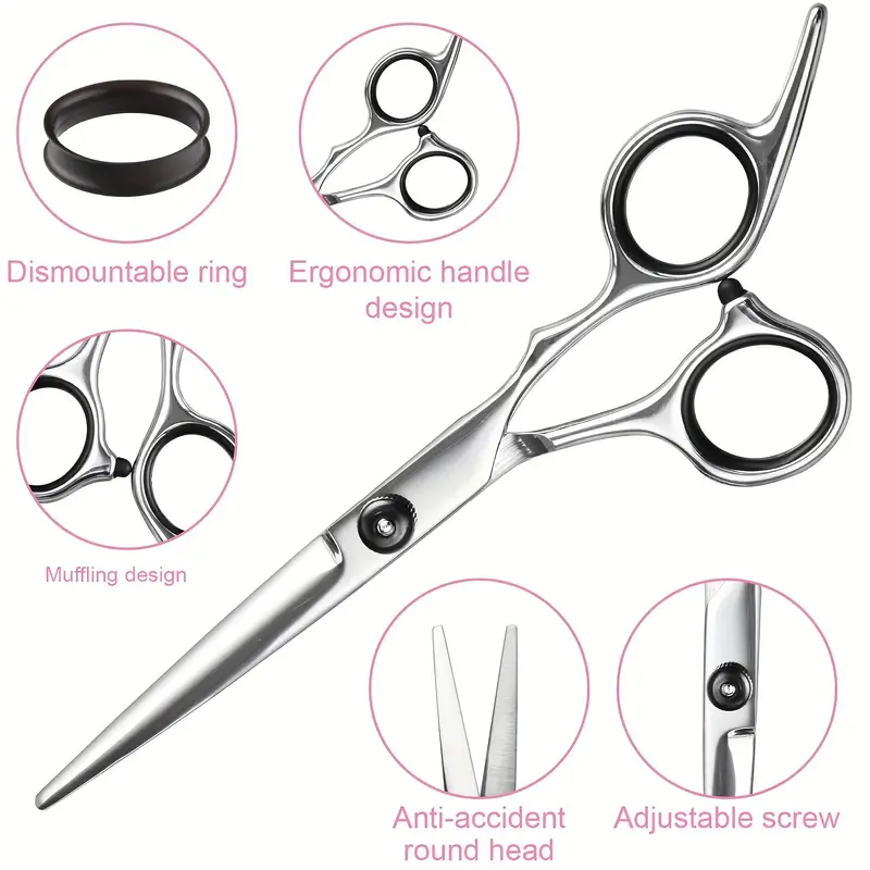 7pcs 10pcs hair cutting scissors thinning shears kit professional barber sharp hair scissors hairdressing shears kit with haircut accessories in pu leather case for cutting styling hair for women men pet details 2