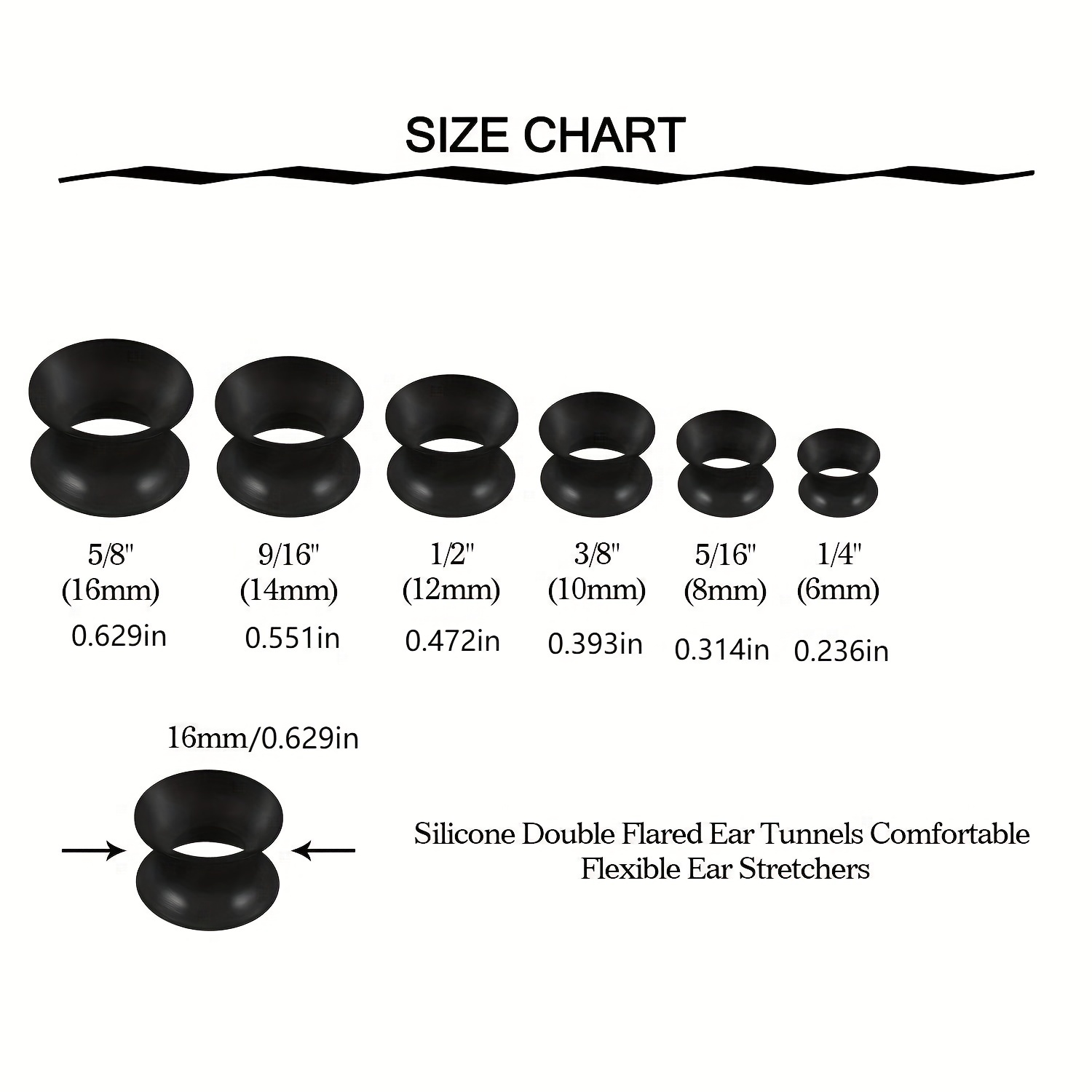 16pcs Silicone Acrylic Ear Expanders Plugs Set 6mm-16mm