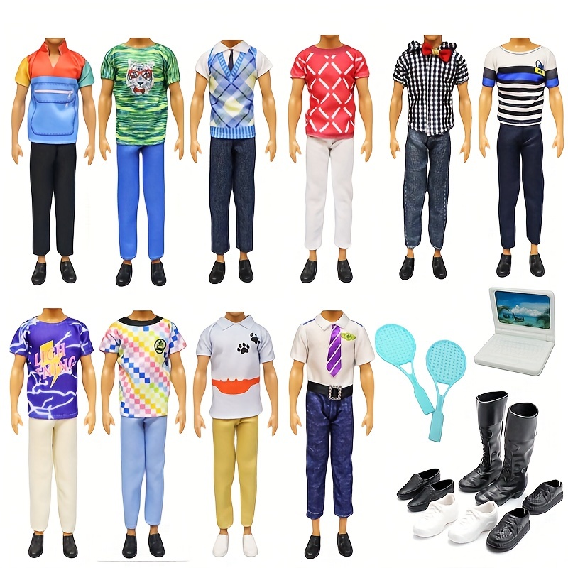  18 PCS Doll Clothes for Ken Doll Including Handmade 6 Tops 6  Pants Casual Wear 2 Beach Pants 4 Pair of Shoes for 11.5 Inch Boy Doll  Outfits for Boyfriend Doll : Toys & Games