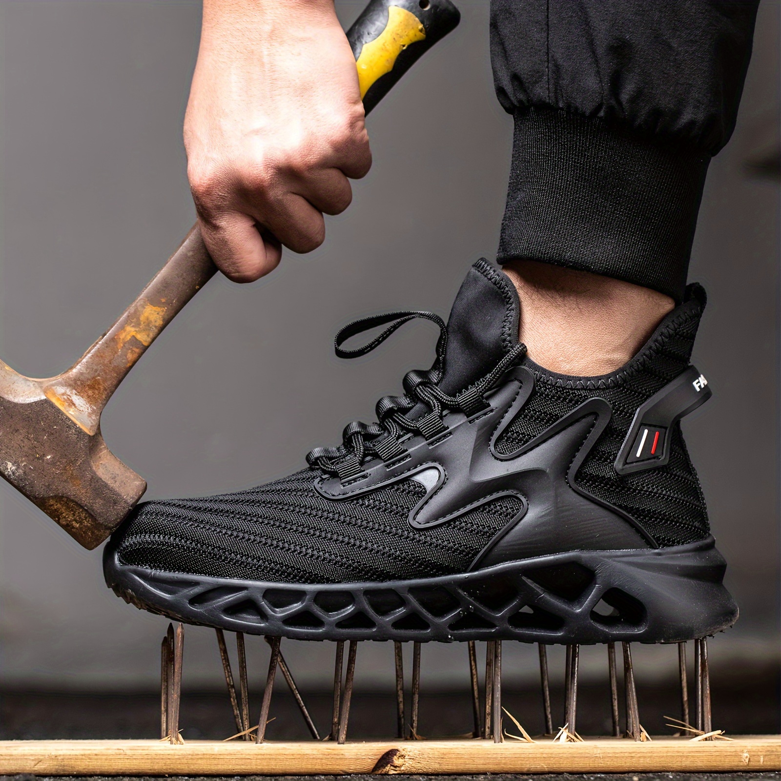 Scarpe Antinfortunistiche Uomo Donna Leggere Scarpe da Lavoro con Punta in  Acciaio Sportive di Sicurezza Scarpe Unisex (Color : Black 
