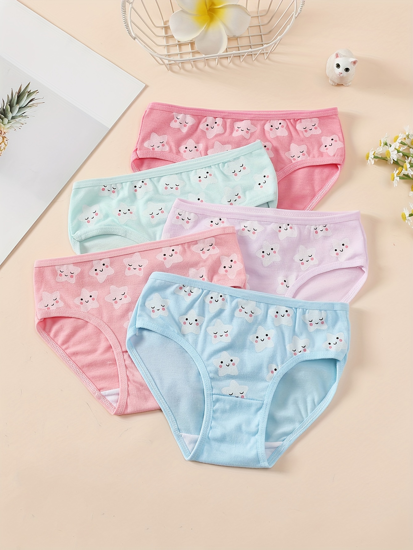Toddler Girls Briefs Cartoon Kitty Print Cute Underwear - Temu