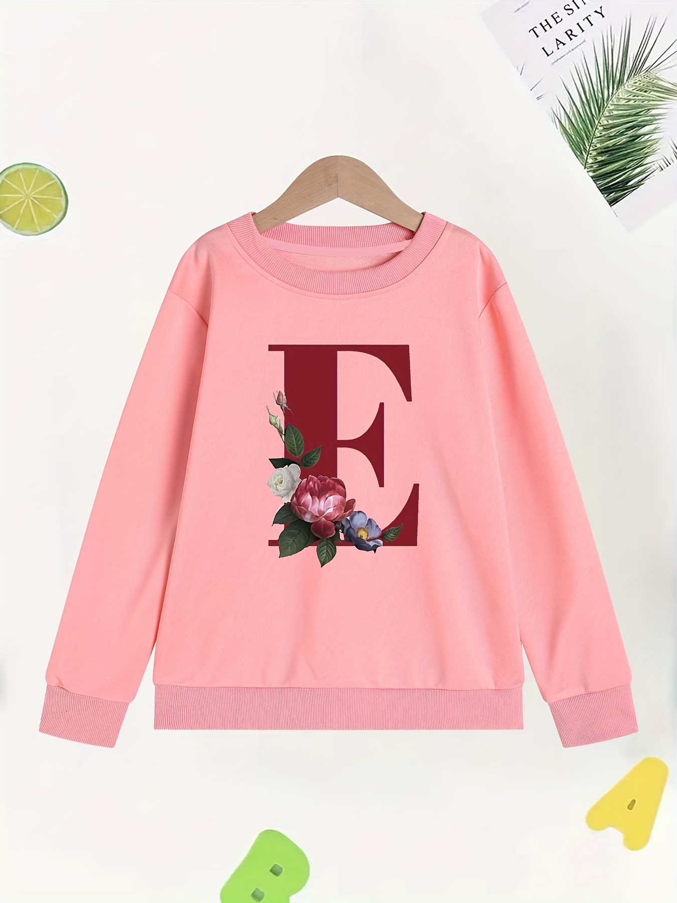 Creative E Alphabet Print Girls Comfy Cotton Round Neck Temu Ireland