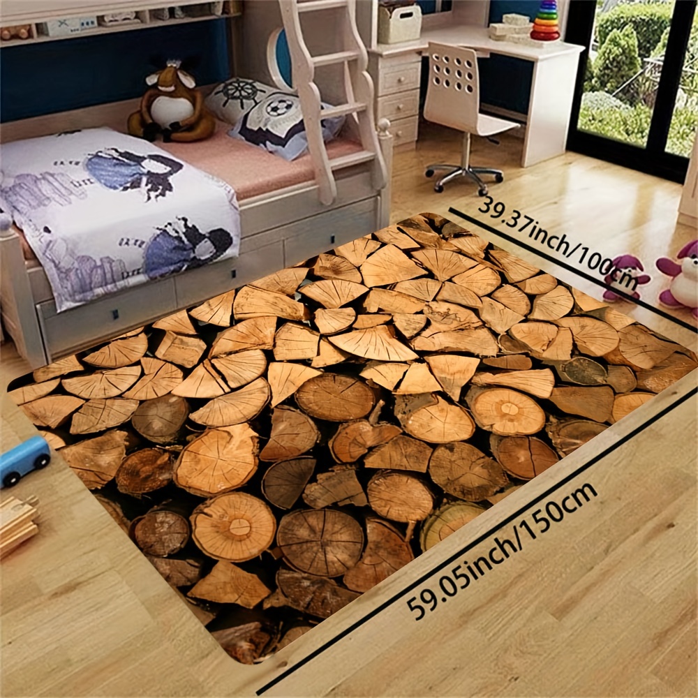 Creative Firewood Pile Pattern Strip Floor Mat Soft Non slip - Temu