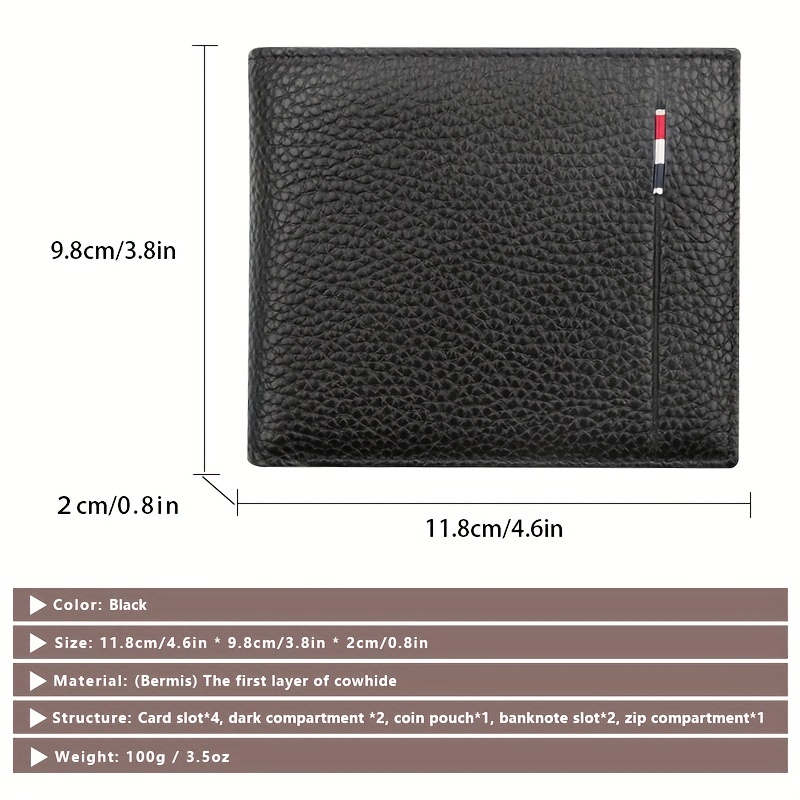 Men's Genuine Leather Short Wallet Money Clip Rfid Anti - Temu Germany