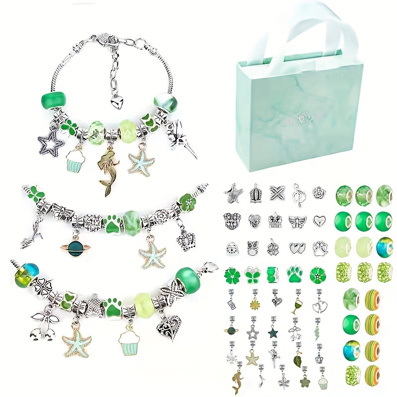 Colorful Charm Bracelet Making Kit Metal Beads Diy Bracelets - Temu