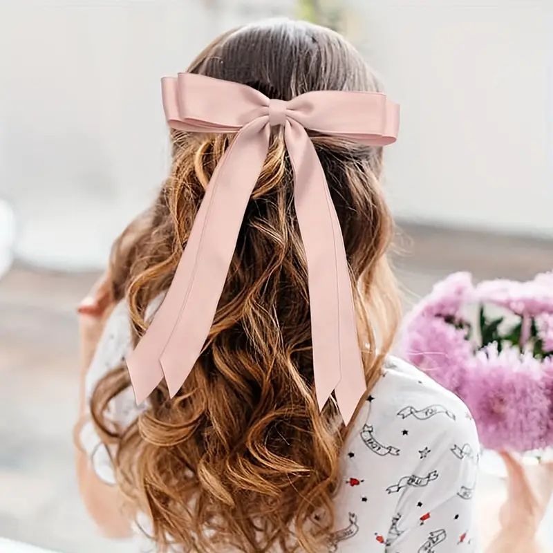 Hair Ribbons, 2 PCS Satin Hair Bows For Women Bows Clip For Women With Long  Tassel, Big Ribbon Bows Satin Hair Clip For Hair Design