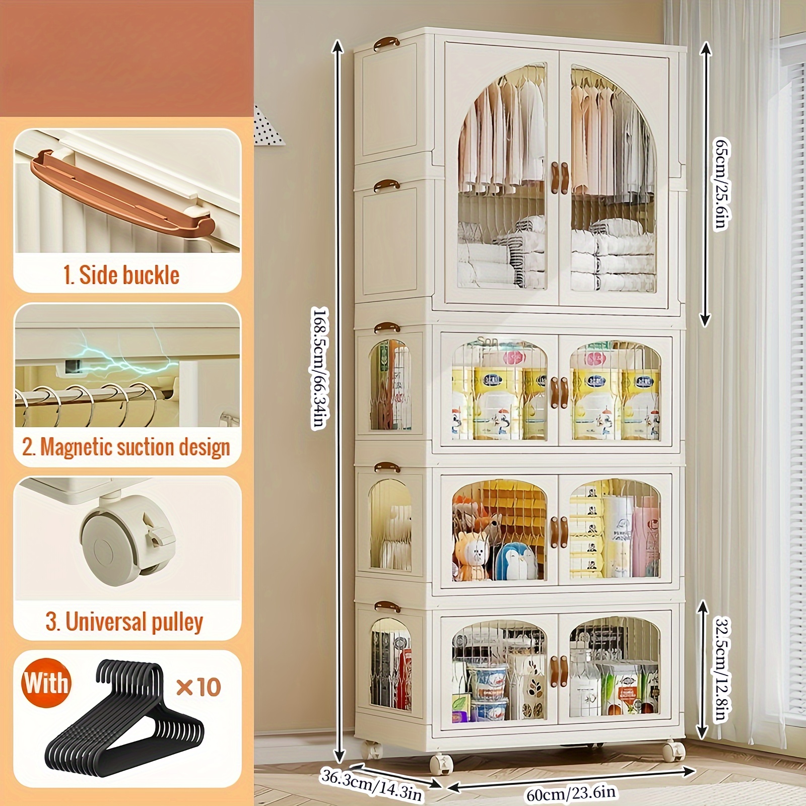 Sleek Multi tier Wardrobe Storage Organizer With Doors - Temu