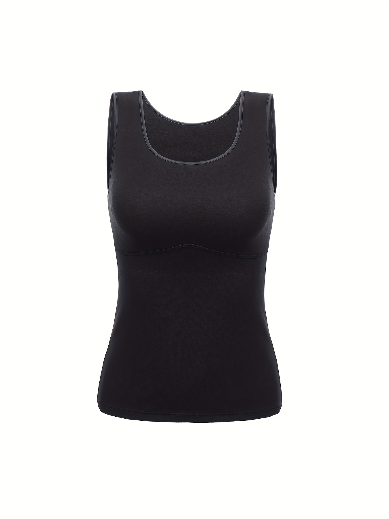 Womens Plain Black Thermal Camisole Top