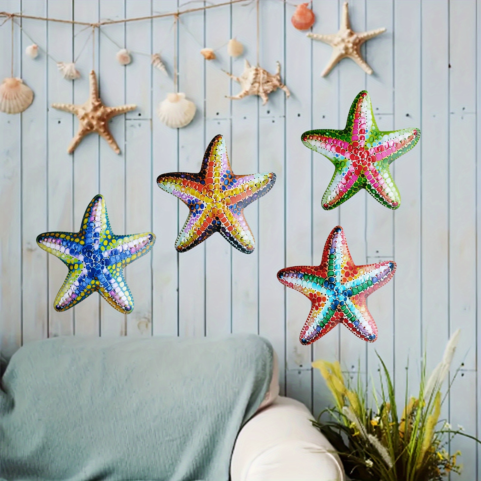 Creative Metal Starfish Wall Hanging Decor Colorful Metal - Temu